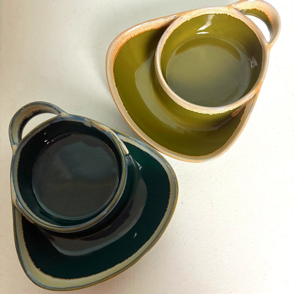 LTD Commodities Personal Size Chip and Dip Appetizer Dishes Set of 2 Stoneware